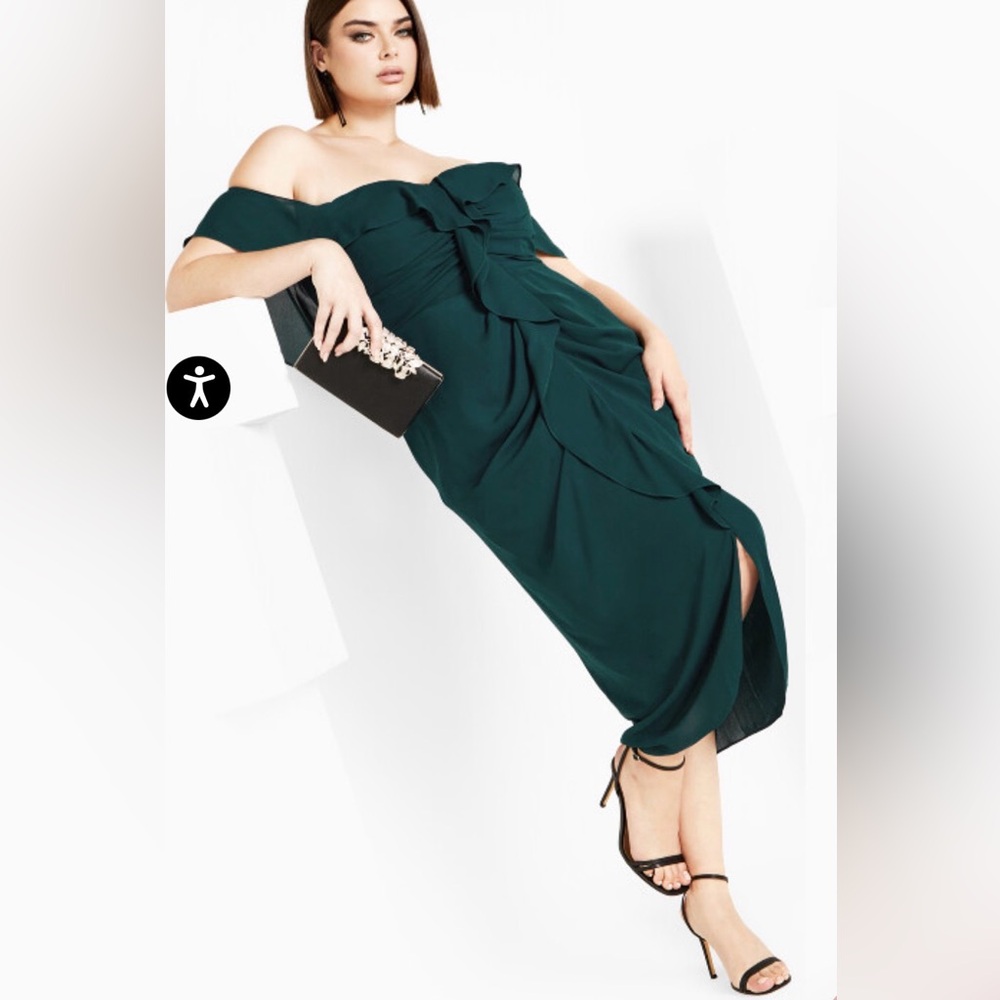 NWT City Chic Va Va Voom Emerald Dress (18)